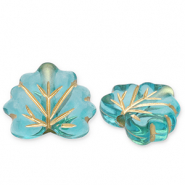 Kralen van acryl leaf Teal blue-gold