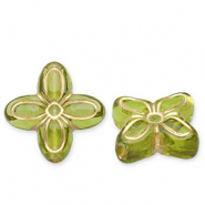 Kralen van acryl flower Olive green-gold