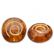 Kralen van acryl disc Cognac brown-gold