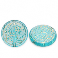 Kralen van acryl disc Teal blue-gold