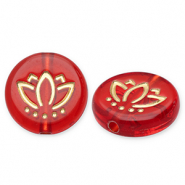 Kralen van acryl disc with lotus Red-gold