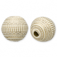 Kralen van acryl round Off white-gold