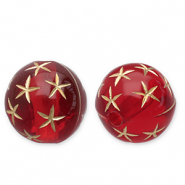 12 mm kralen van acryl round with stars Red-gold