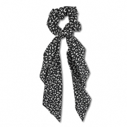 Haarelastiek scrunchie met lint Black-white