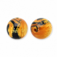 Kralen van resin met glitter 12mm Burnt orange-gold-black