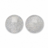 8 mm kralen van acryl met glitter Grey-silver