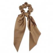 Haarelastiek scrunchie met lint Brown