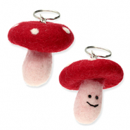 Sleutelhangers vilt mushroom Red-light pink