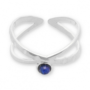 Ringen van Stainless steel Roestvrij staal (RVS) met natuursteen Silver-dark blue