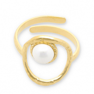 Ringen van Stainless steel Roestvrij staal (RVS) parels Gold-white