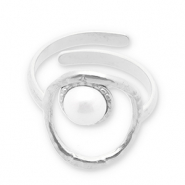 Ringen van Stainless steel Roestvrij staal (RVS) parels Silver-white