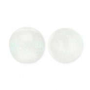 6 mm kralen van acryl met glitter White-turquoise