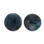 8 mm kralen van acryl met glitter Black-turquoise
