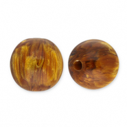 Kralen van resin met glitter 12mm Topaz brown-gold