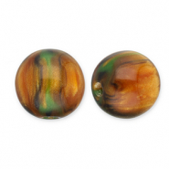 Kralen van resin met glitter 14mm Burnt orange-gold-green
