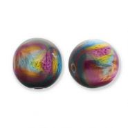 Kralen van resin met glitter 14mm Purple-blue-gold