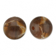 12 mm kralen van acryl round Dark brown-white
