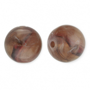 12 mm kralen van acryl round Brown-white