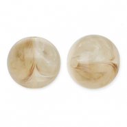 12 mm kralen van acryl round Beige brown-white