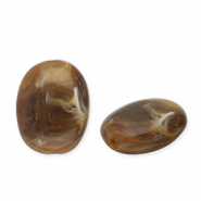 Kralen van acryl oval Dark brown-white