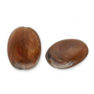 Kralen van acryl oval Brown-white