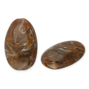 Kralen van acryl oblong oval Dark brown-white