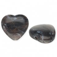Kralen van acryl heart Dark grey-white