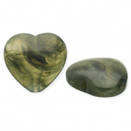 Kralen van acryl heart Olive green