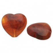 Kralen van acryl heart Orange brown