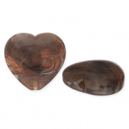 Kralen van acryl heart Brown-white