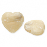 Kralen van acryl heart Beige brown-white