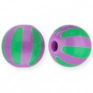 12 mm kralen van acryl met strepen Purple-green