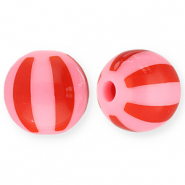 12 mm kralen van acryl met strepen Pink-red