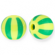 12 mm kralen van acryl met strepen Yellow-green