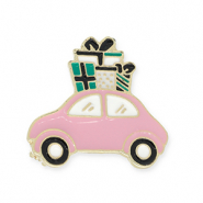 Broches car with gifts Gold-pink-white-green