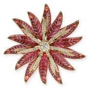 Statement broches met oogje flower Gold-pink-transparent