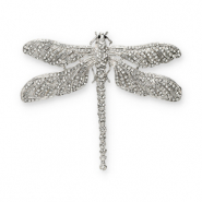 Statement broches dragonfly Silver-black-transparent