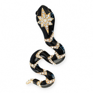 Statement broches met oogje snake Gold-black-transparent
