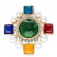 Statement broches rhombus Gold-multicolour