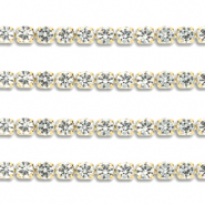 Strass chain van Stainless steel Roestvrij staal (RVS) 2mm Gold-crystal