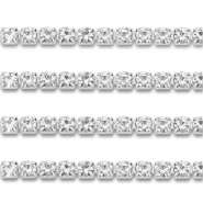 Strass chain van Stainless steel Roestvrij staal (RVS) 2mm Silver-crystal