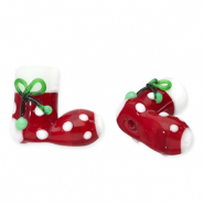 Glas kralen christmas stocking Red-white