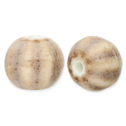 Keramiek kraal met strepen 12mm Light taupe