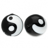 Glas kralen Yin & Yang Black-white