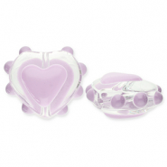 Glas kralen heart Transparent-lilac