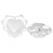 Glas kralen heart Transparent-white