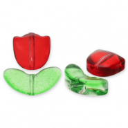 Glas kralen tulip Red-green