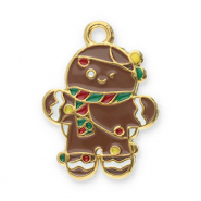Bedels van Stainless steel Roestvrij staal (RVS) gingerbread man Gold-brown-multicolour
