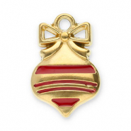 Bedels van Stainless steel Roestvrij staal (RVS) christmas bauble Gold-red