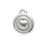 Bedels van Stainless steel Roestvrij staal (RVS) round with heart Silver